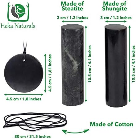 סט הקריסטל של Heka Naturals Shungite | הרמוניזרים של שונגיט וסבון ותליון מעגל גדול | אבני מדיטציה ותכשיטים רוחניים - איזון
